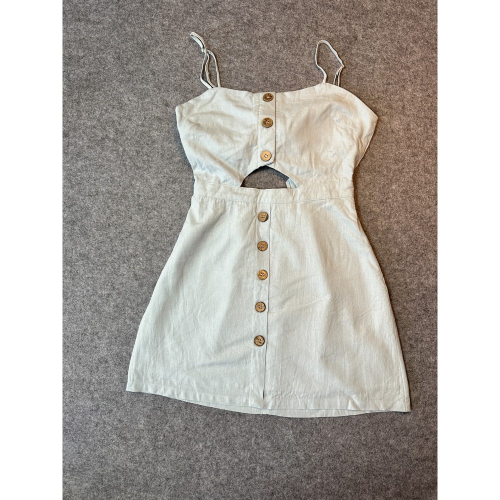 Cotton Candy La Mini Dress Womens Small White Tie Back Cut Out Spaghetti Strap